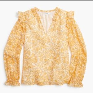 J.Crew Factory ruffle collar blouse ballon sleeve. Boho lightweight sz S